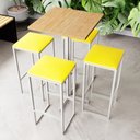 Ver imagem 1 de Conjunto Mesa Alta Bar Bistrô Quadrada Pinus 4 Bancos Estofado Industrial Don Castro Decor Ind
