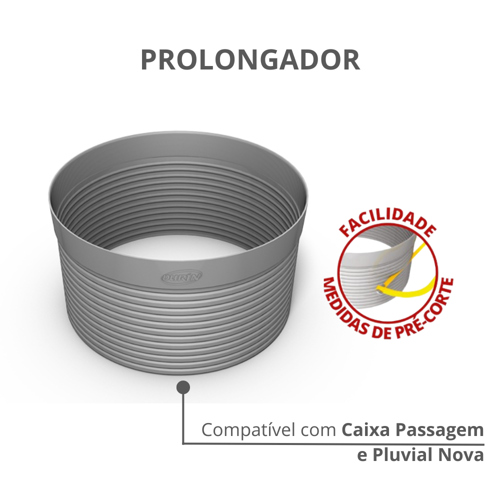 Prolongador para Caixa Passagem e Pluvial Nova 22,6 X 18,5 Cm Cor Cinza Durín - 2