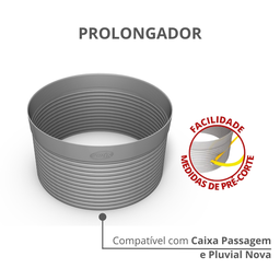 Prolongador para Caixa Passagem e Pluvial Nova 22,6 X 18,5 Cm Cor Cinza Durín - 2