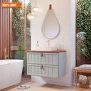 Ver imagem 2 de Gabinete para Banheiro 60cm 100% Mdf 1 Gaveta 1 Porta Basculante Sense Mgm Móveis Pistache/freijo