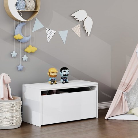 Mesa Organizadora Com Baú Para Brinquedos Gregory 100% Mdf WoodCore