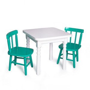 Conjunto Infantil 60x60 com 2 Cadeiras - Turquesa - Jm Móveis