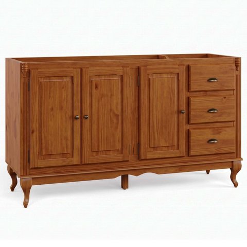 Balcão para Pia 3 Portas 3 Gavetas Hanover Pés Luis Xv 160 cm Cor Imbuia Glazer