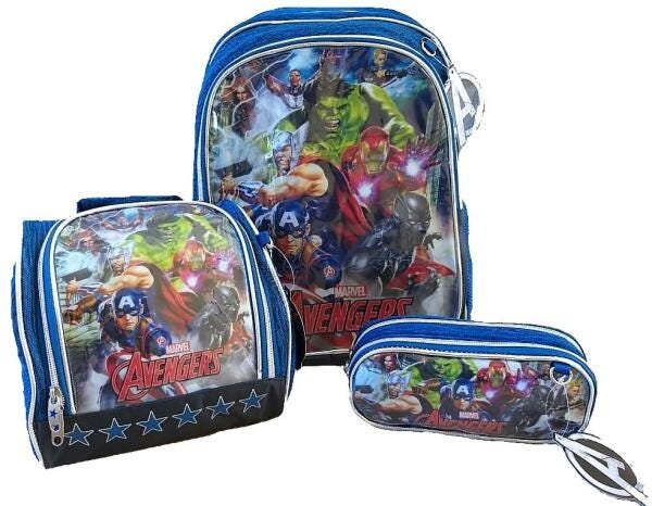 Kit Mochila Costas Vingadores com Lancheira e Estojo Duplo - 1