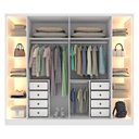 Ver imagem 4 de Guarda-Roupa Casal Portugal 6 Portas 2 Reflectas com LED 8 Gavetas Puxador MDF 270cm Yescasa