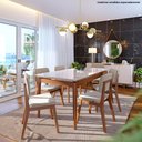 Ver imagem 5 de Mesa de Jantar Retangular Off White e Nature com Vidro Wind 140x90 Fabrispuma