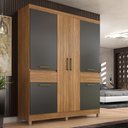 Ver imagem 2 de Guarda Roupa Casal Mauá 6 Portas Amêndola Touch/grafito - Demóbile