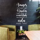 Ver imagem 1 de Adesivo de Parede Frase Amigos Tornam a Vida Mais Feliz Decoração Sala Kanto Store Branco