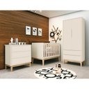 Ver imagem 1 de Kit Quarto Infantil Theo Square Areia – Cômoda 3 Gavetas + Guarda-Roupa 2 Portas com Pés em