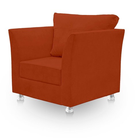 Poltrona Cadeira Decorativa para Sala e Quarto Lisboa Suede Terracota