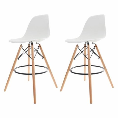 Kit 2 Banquetas Alta Charles Eames Eiffel Preta