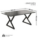 Ver imagem 3 de Mesa para Sala de Jantar Retangular 160x90cm MDF com Vidro Império Cinza/Preto Fosco/Grafite