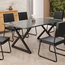 Ver imagem 2 de Mesa para Sala de Jantar Retangular 160x90cm MDF com Vidro Império Cinza/Preto Fosco/Grafite