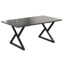 Ver imagem 1 de Mesa para Sala de Jantar Retangular 160x90cm MDF com Vidro Império Cinza/Preto Fosco/Grafite