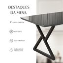 Ver mais imagens de Mesa para Sala de Jantar Retangular 160x90cm MDF com Vidro Império Cinza/Preto Fosco/Grafite