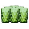Jogo com 6 Copos Diamond de Vidro Verde Esmeralda de Agua ou Suco 350ml - 1
