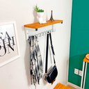 Ver imagem 2 de Prateleira com Cabideiro Style 9 Ganchos Carvalho e Branco