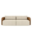 Ver imagem 5 de Sofá Living Sala de Estar Abel 220cm Bipartido Pés de Madeira Pu/linho Caramelo/off White G33 - Gran
