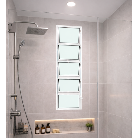 Vitro Basculante 100x40 Alumínio Branco Vidro Liso