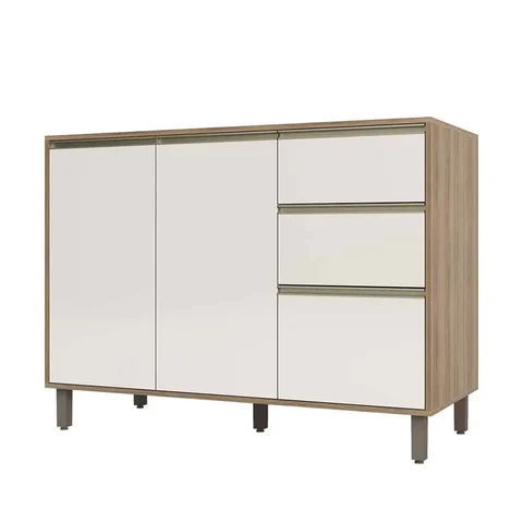 Balcão Pia Cozinha 1,20 m 2 Portas 2 Gavetas 1 Gavetão - Módulo Cozinha Mel - Luciane 1304:Pérola Of