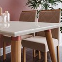 Ver imagem 7 de Kit Conjunto Sala De Jantar Mesa Tampo MDF Vidro 130 Cm Com 4 Cadeiras Marrom Madeira Off White