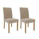 Ver imagem 2 de Kit Conjunto Sala De Jantar Mesa Tampo MDF Vidro 130 Cm Com 4 Cadeiras Marrom Madeira Off White