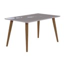 Ver imagem 5 de Kit Conjunto Sala De Jantar Mesa Tampo MDF Vidro 130 Cm Com 4 Cadeiras Marrom Madeira Off White