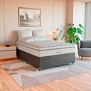 Ver imagem 3 de Cama Box Baú Viúva Couro Preto + Colchão Paris Molas Branco Couro Preto/branco