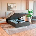 Ver imagem 1 de Cama Box Baú Viúva Couro Preto + Colchão Paris Molas Branco Couro Preto/branco