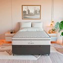 Ver imagem 4 de Cama Box Baú Viúva Couro Preto + Colchão Paris Molas Branco Couro Preto/branco