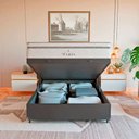 Ver imagem 2 de Cama Box Baú Viúva Couro Preto + Colchão Paris Molas Branco Couro Preto/branco