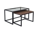Ver imagem 2 de Conjunto Mesa de Centro Industrial 65cm e 60cm Preto Duo Vidro e Madeira Don Castro Decor Imbuia