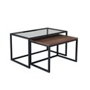 Ver imagem 2 de Conjunto Mesa de Centro Industrial 65cm e 60cm Preto Duo Vidro e Madeira Don Castro Decor Imbuia
