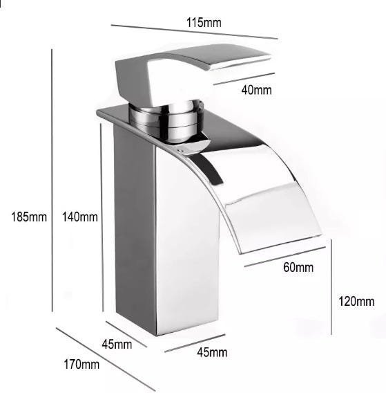 Torneira Lavatório Banheiro Quadrada Slim Misturador Monocomando Baixa Metal Cromado T103-04 Luuk Yo - 3