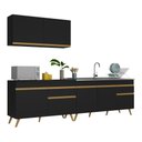 Ver imagem 1 de Armário de Cozinha Compacta 270cm Veneza Multimóveis V2076 Preto/Dourado