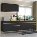Ver imagem 3 de Armário de Cozinha Compacta 270cm Veneza Multimóveis V2076 Preto/Dourado