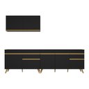 Ver imagem 7 de Armário de Cozinha Compacta 270cm Veneza Multimóveis V2076 Preto/Dourado