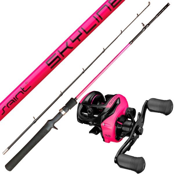 kit Pesca Feminino Rosa Pink Vara e Carretilha 11 Rolamentos Lado Esquedo - 1