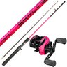 kit Pesca Feminino Rosa Pink Vara e Carretilha 11 Rolamentos Lado Esquedo - 1