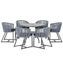 Ver imagem 1 de Mesa e 6 Cadeiras e Noronha Preto E12 Trama Original Prata