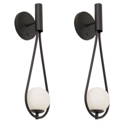 Kit 2 Luminarias Arandela Gota Tubo Botão Globo Vidro Preto - 1