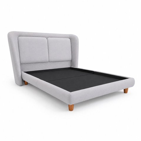 Cama Japonesa com Cabeceira Casal Blind Haru Linho Cinza Claro - Sallar Home