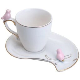 Conjunto de Xicaras Cafe Porcelana Flower Plate Colorido 100ML 35472 - 4