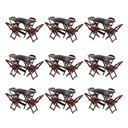 Ver imagem 1 de Kit 9 Jogos De Mesa Dobravel Com 4 Cadeiras De Madeira 120X70 Para Restaurante E Bar - Imbuia