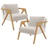 Kit 2 Poltronas Decorativas para Sala Estar Pietra Estrutura de Madeira L02 Linho Cru - Lyam Decor - 1