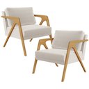 Ver imagem 1 de Kit 2 Poltronas Decorativas para Sala Estar Pietra Estrutura de Madeira L02 Linho Cru - Lyam Decor