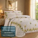 Ver imagem 5 de Cama Posta King Size Azaleia Colcha Luxo 300 Fios Estampada:amarelo