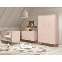 Ver imagem 2 de Jogo de Quarto para Bebê Completo 3 Portas Théo New Rosa Fosco com Natural - Moveisaqui