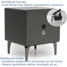 Mesa de Cabeceira Inteligente - Ct-19 com Carregador por Indução e Luz Noturna Mmj-imp Volcan/vainil - 4
