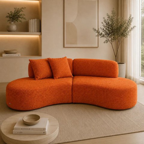 Sofá Orgânico Vitória Luxo para Sala e Recepção 3 Lugares: Terracota